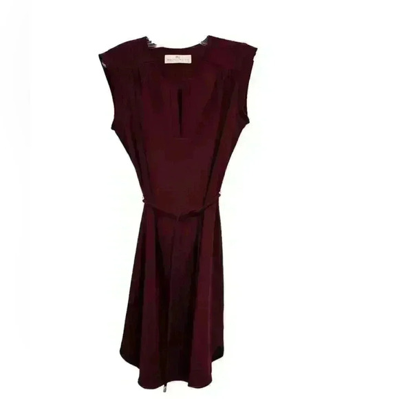 AMANDA UPRICHARD Merlot Colored Sleeveless V-Neck Popover Tie Waist Dress Size S - Picture 8 of 11